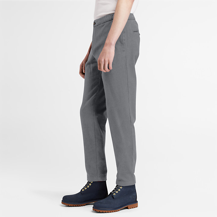 Warm-feel Cotton Trousers for Men in Grey-