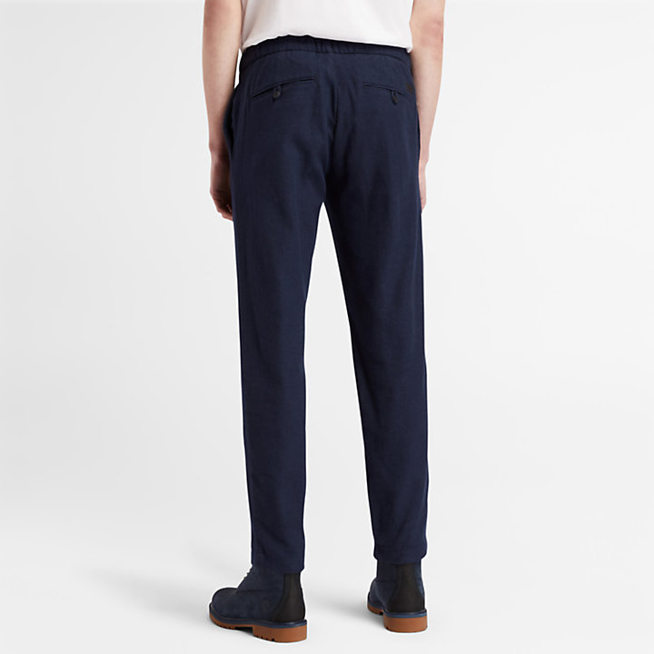 Warm-feel Cotton Trousers for Men in Navy-