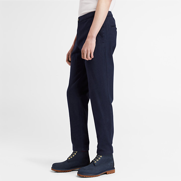 Warm-feel Cotton Trousers for Men in Navy-