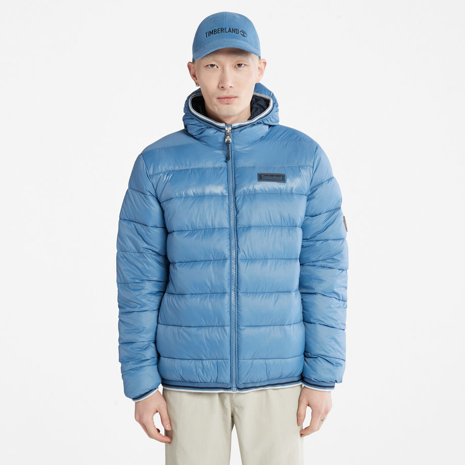 Timberland Garfield Midweight Hooded Puffer Jacket For Men In Blue Blue