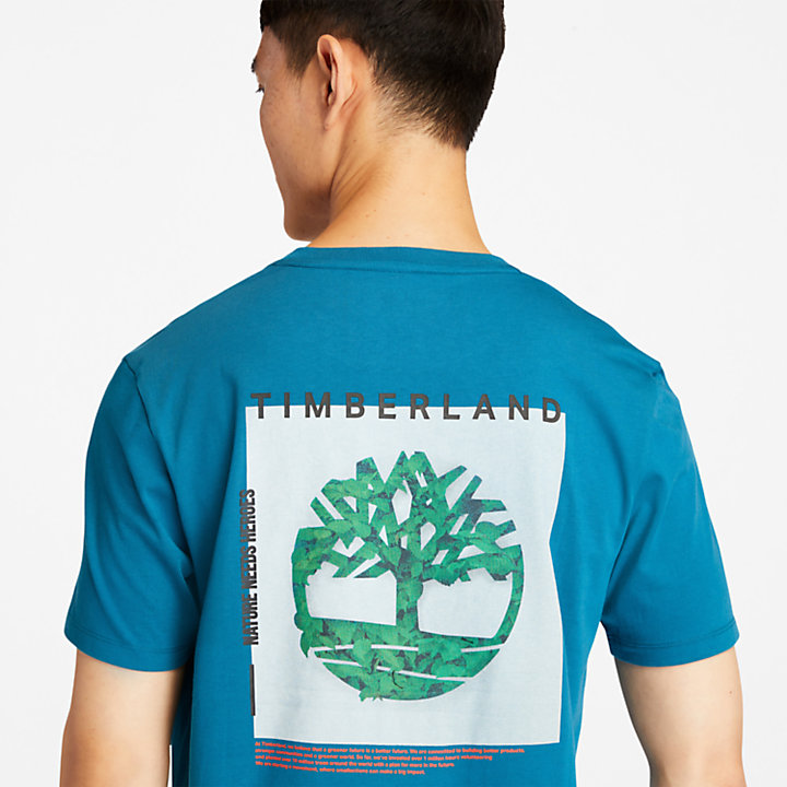 Back-Graphic Logo T-Shirt for Men in Teal-