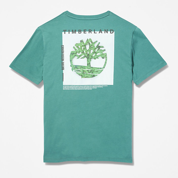 Back-Graphic Logo T-Shirt for Men in Green-