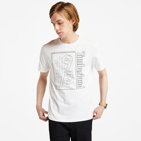 T-shirt voor heren met 1973-print op de borst in wit | Timberland