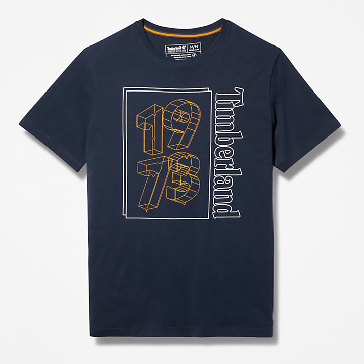 T-shirt da Uomo con Grafica 1973 sul Davanti in blu marino-