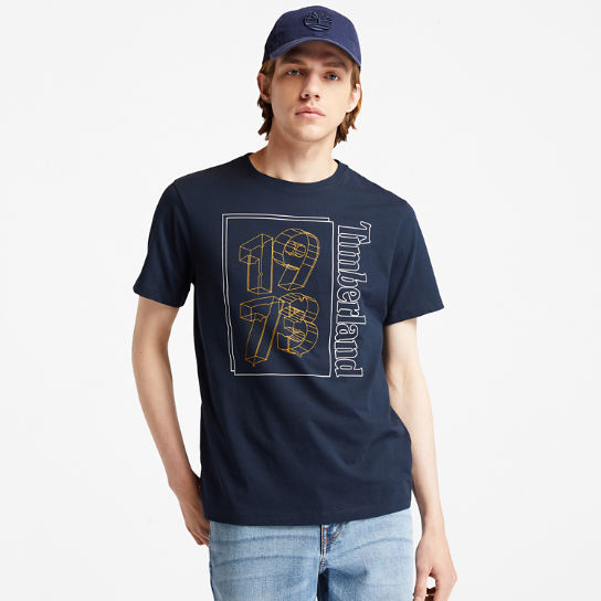 T-shirt da Uomo con Grafica 1973 sul Davanti in blu marino | Timberland