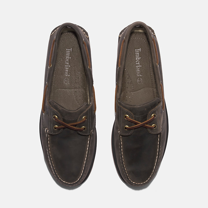 Classic Leather Boat Shoe for Men in Medium Grey-