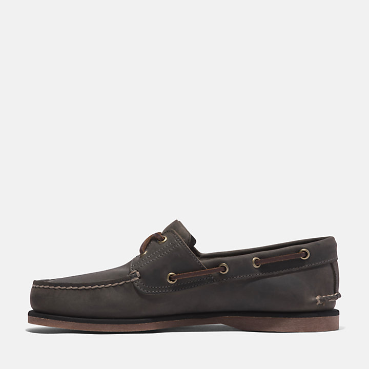 Classic Leather Boat Shoe for Men in Medium Grey-