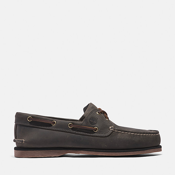 Classic Leather Boat Shoe for Men in Medium Grey