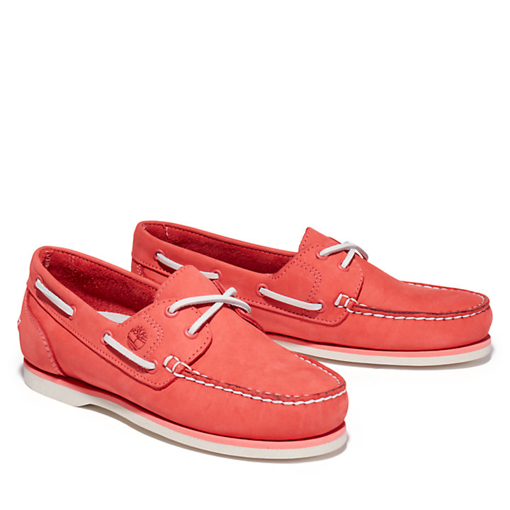 Classic 2-Eye Boat Shoe for Women in Red-