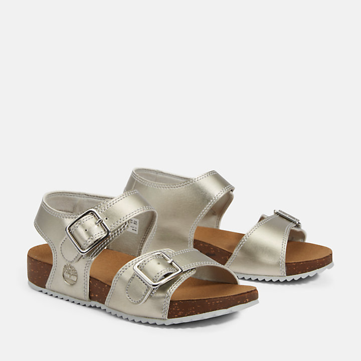 Castle Island Backstrap Sandal for Youth in Silver-