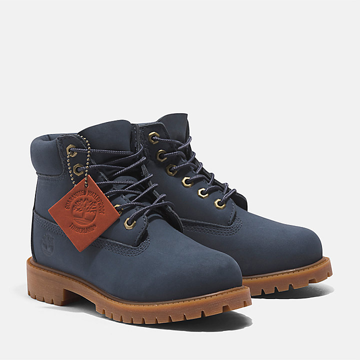 Timberland® Premium 6-Inch Lace-Up Waterproof Boot For Youth in Dark Blue