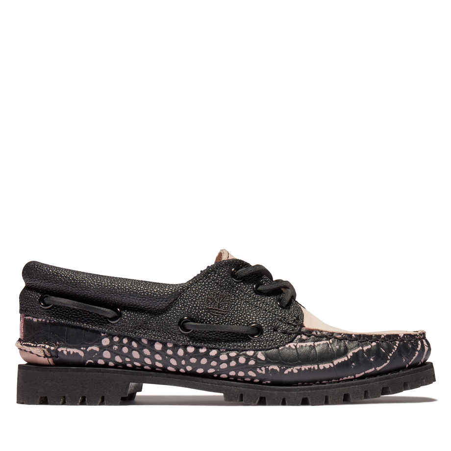 Timberland Noreen 3-eye Boat Shoe For Women In Black/pink Black, Size 6.5