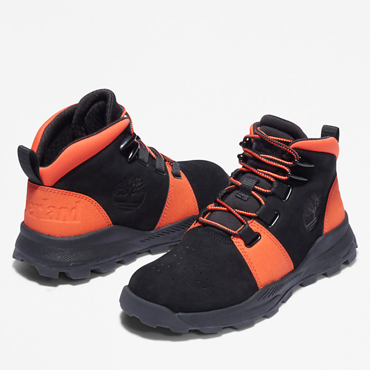 Brooklyn Lace-Up Trainer for Youth in Black/Orange-