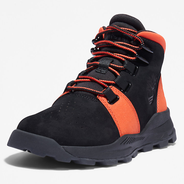 Brooklyn Lace-Up Trainer for Youth in Black/Orange-