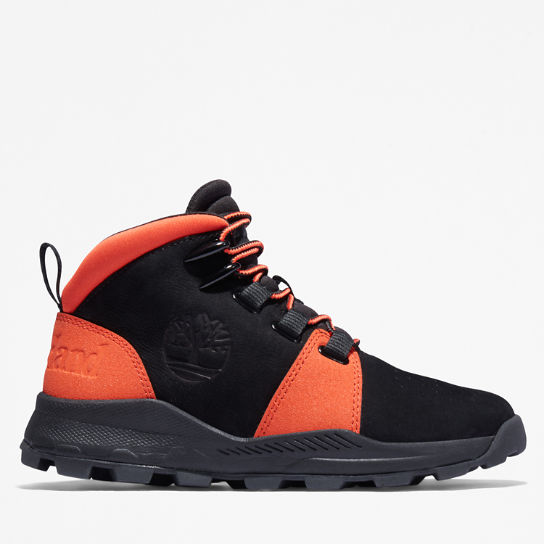 Brooklyn Lace-Up Trainer for Youth in Black/Orange | Timberland