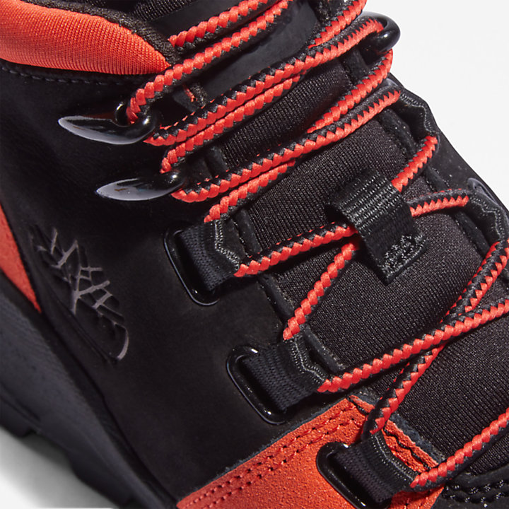 Sneaker Stringata da Bambino Brooklyn in colore nero/arancione-