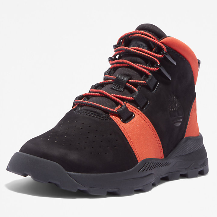 Brooklyn Lace-Up Trainer for Junior in Black/Orange-