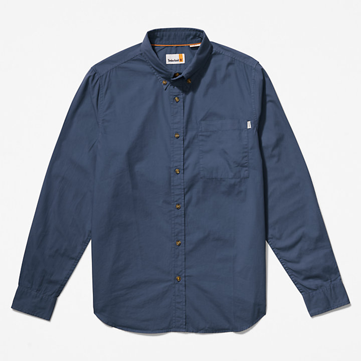 Camicia da Uomo in Popeline Lavato Outdoor Heritage in blu-