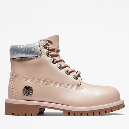 Timberland® Premium 6 Inch Boot for Youth in Light Pink/Silver | Timberland