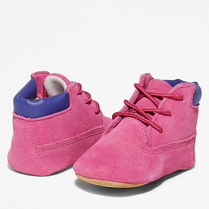 Conjunto Botinha e Chapéu para Bebé em cor-de-rosa