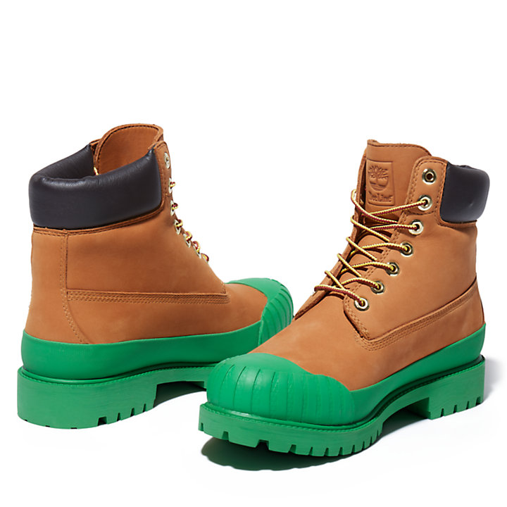 Beeline x Timberland® 6 Inch Rubber Toe Boot voor heren in geel/donkergroen-