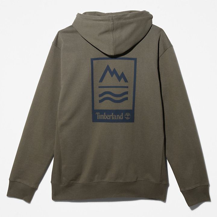 Mountains-to-Rivers Hoodie for Men in Dark Green-