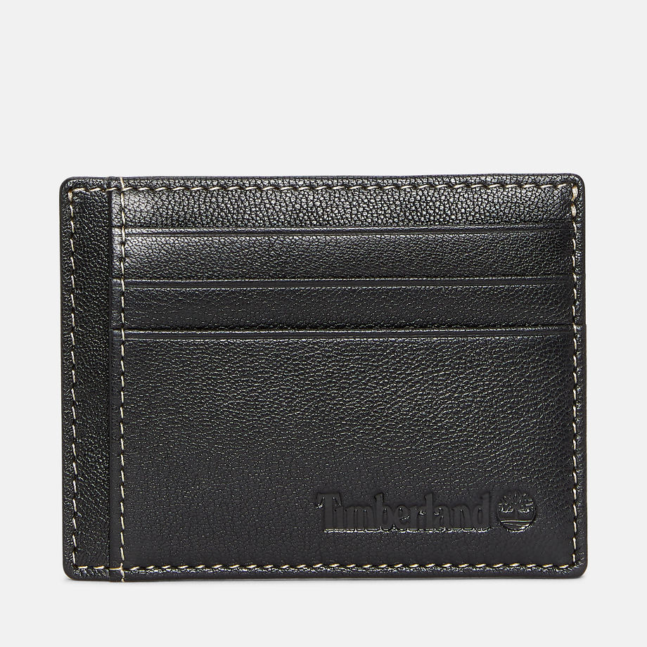 Timberland Milled Card Wallet For Men In Black Black, Size ONE