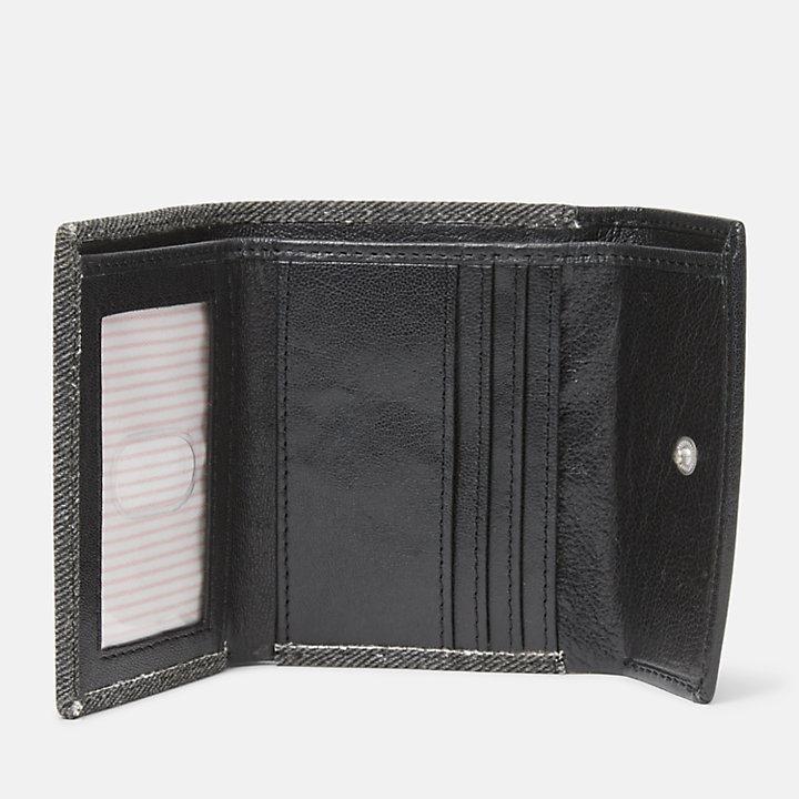 Canvas and Leather Billfold Wallet for Women in Black-