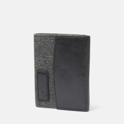 Timberland Canvas And Leather Billfold Wallet For Women In Black Black
