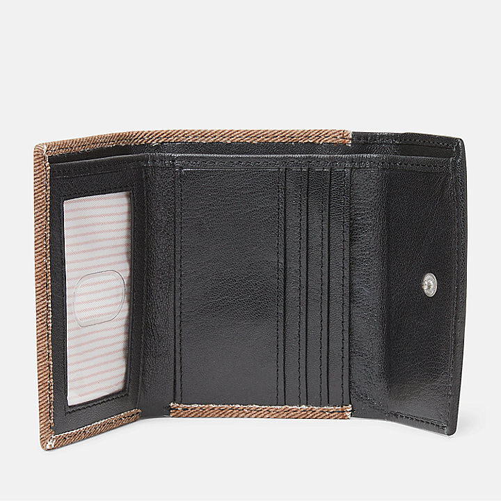 Canvas and Leather Billfold Wallet for Women in Brown