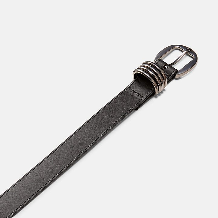 Cinturón con trabilla y anillas en forma de D de 25 mm para mujer en negro
