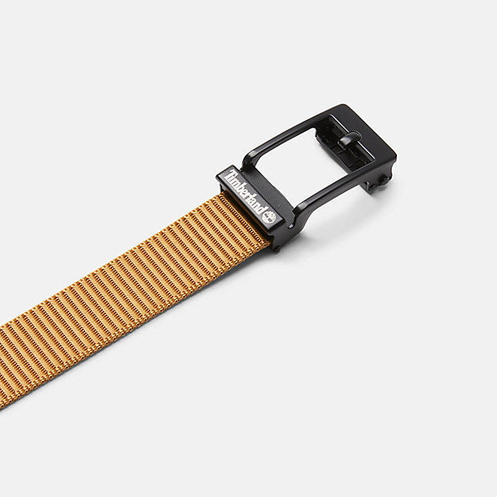 Cinturón de tela de 35 mm/1,4 in con hebilla de presión para hombre en amarillo oscuro
