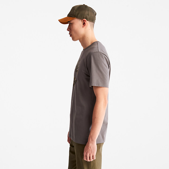 T-shirt à logo camouflage pour homme en gris-