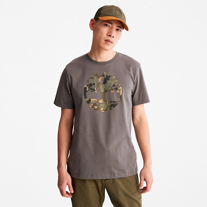 T-shirt à logo camouflage pour homme en gris-