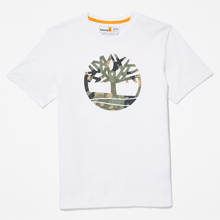 T-Shirt mit Camo-Logo für Herren in Weiß-