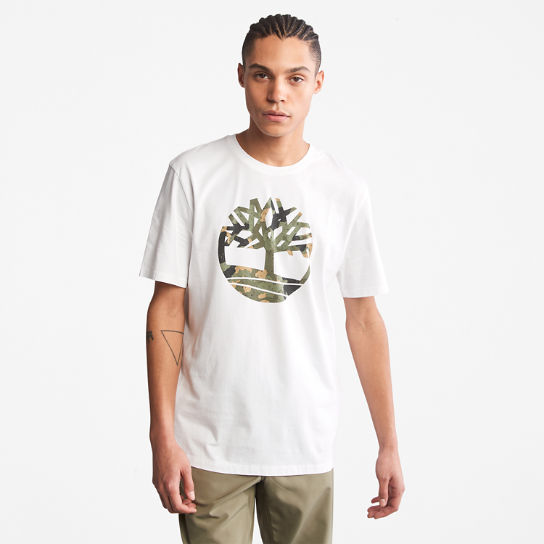 T-shirt à logo camouflage pour homme en blanc | Timberland