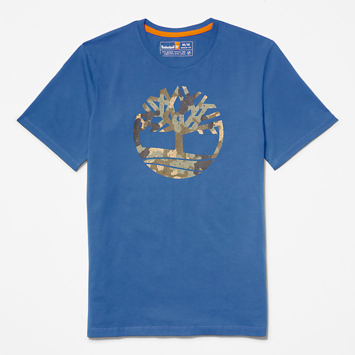Camo-Logo T-Shirt for Men in Blue-