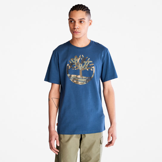 T-shirt da Uomo con Logo Mimetico in blu | Timberland