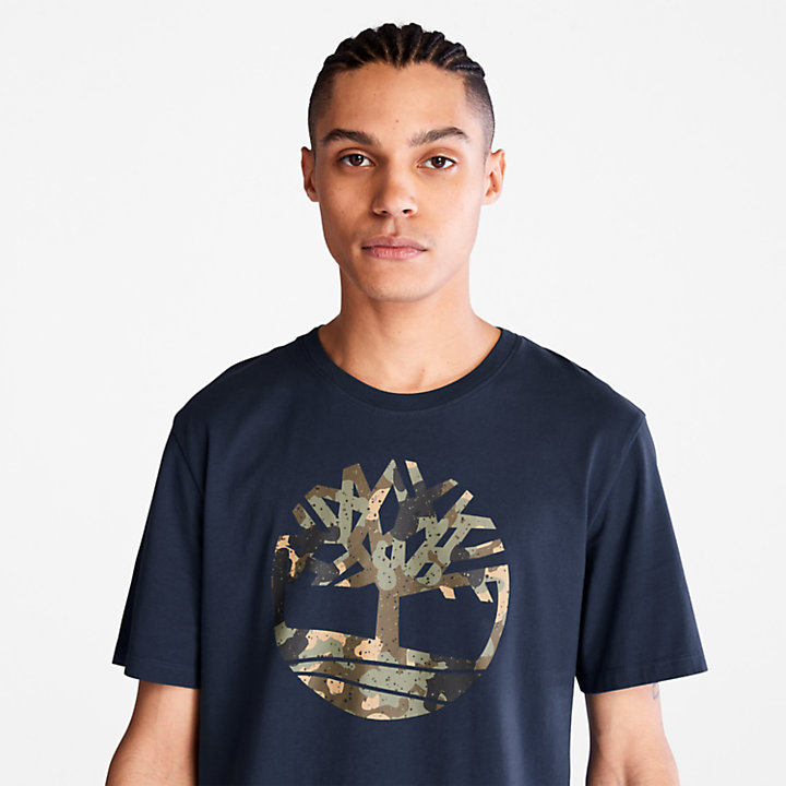 T-Shirt mit Camo-Logo für Herren in Navyblau-