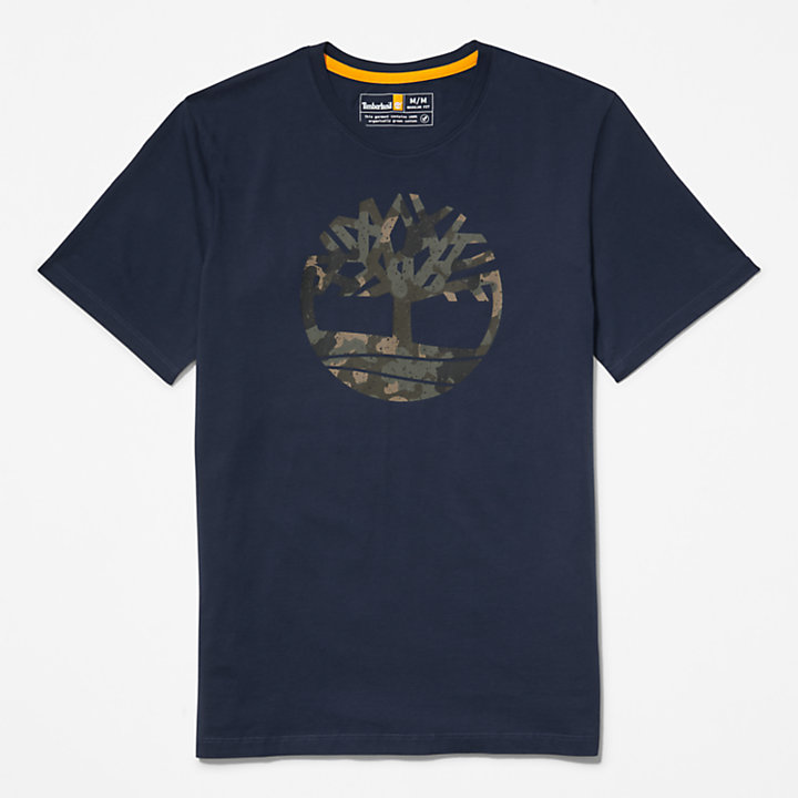 Camo-Logo T-shirt voor heren in marineblauw-