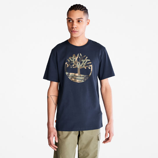 T-shirt à logo camouflage pour homme en bleu marine | Timberland
