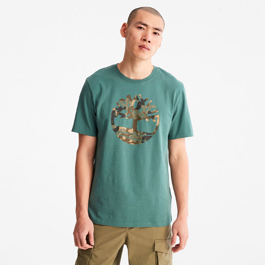 T-shirt à logo camouflage pour homme en vert clair | Timberland