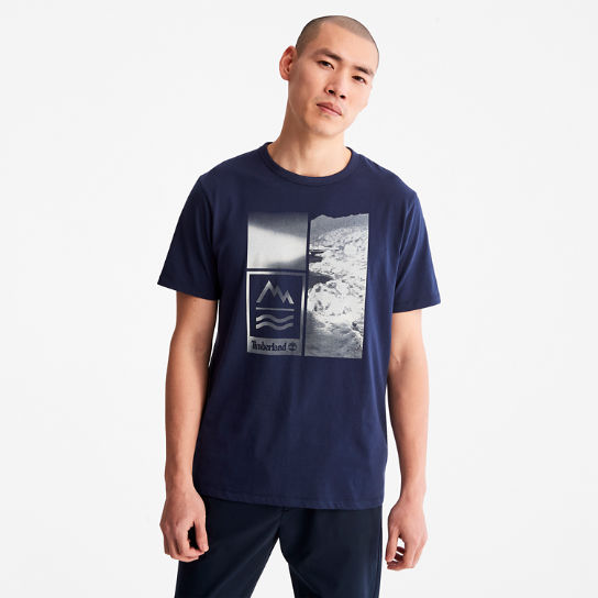 Mountains-to-Rivers Print T-Shirt for Men in Blue | Timberland
