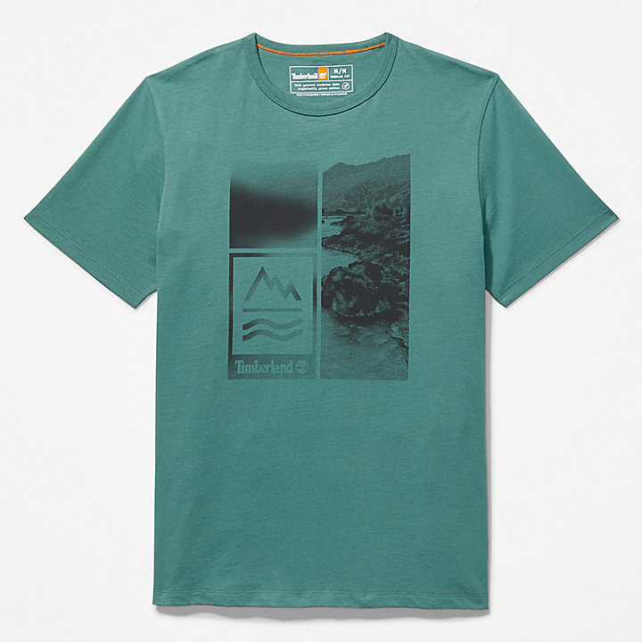 T-shirt à imprimé Mountains-to-Rivers pour homme en vert