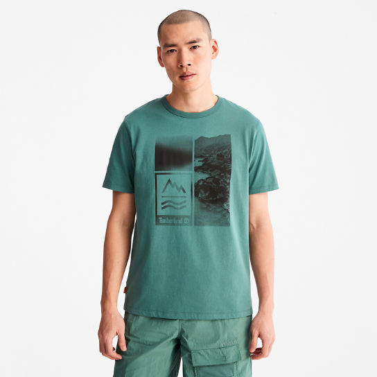 Mountains-to-Rivers Print T-Shirt for Men in Green | Timberland