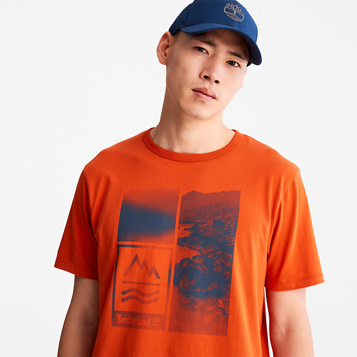Mountains-to-Rivers T-shirt met Print voor heren in oranje-