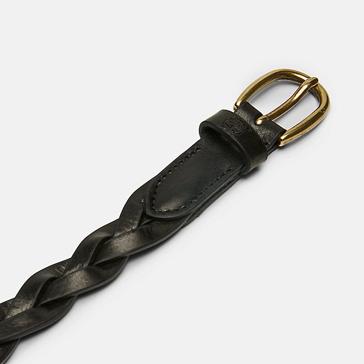 Braided Leather Belt for Women in Black