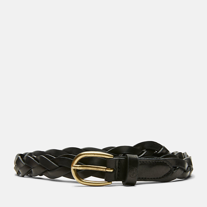 Braided Leather Belt for Women in Black-