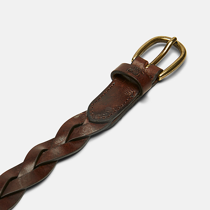 Cinturón de cuero trenzado para mujer en marrón oscuro