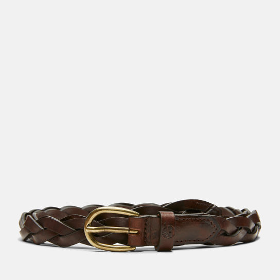 Cinturón de cuero trenzado para mujer en marrón oscuro | Timberland